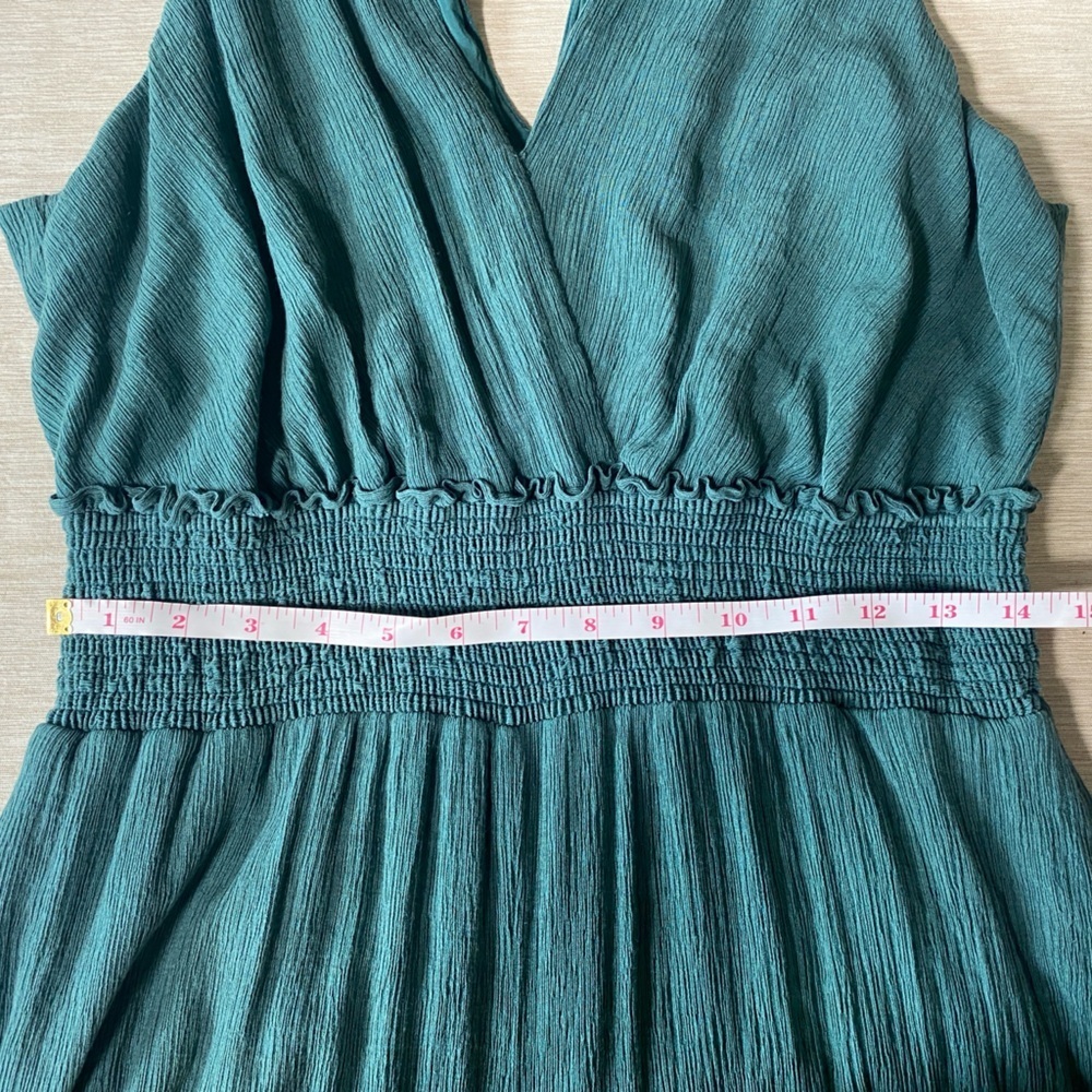 Anthropologie Bionda Plisse Wide Leg Jumpsuit Size XL Turquoise - Picture 11 of 13